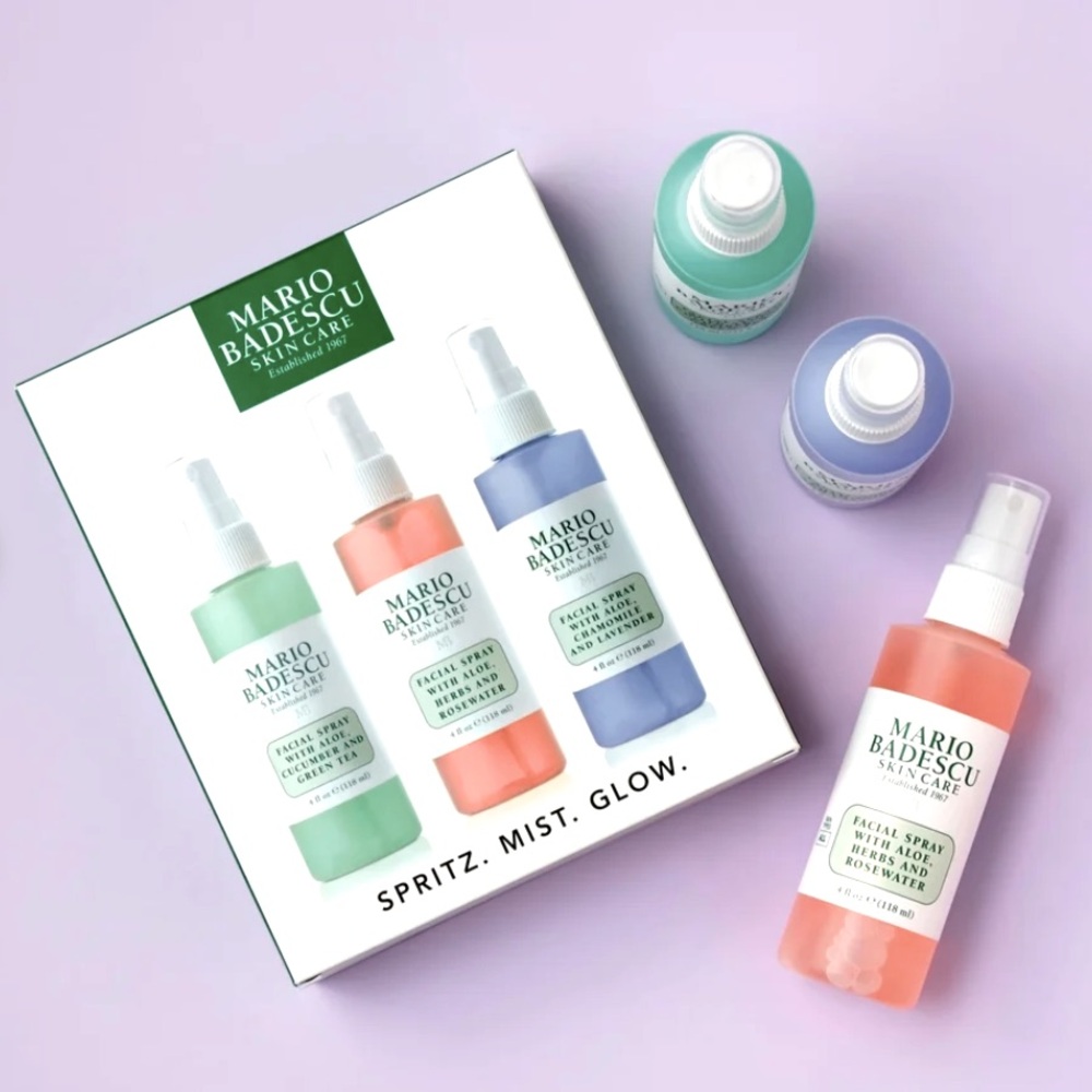 New Mario Badescu Facial Spray Collection 3pk Rose Water,Cucumber and Lavender